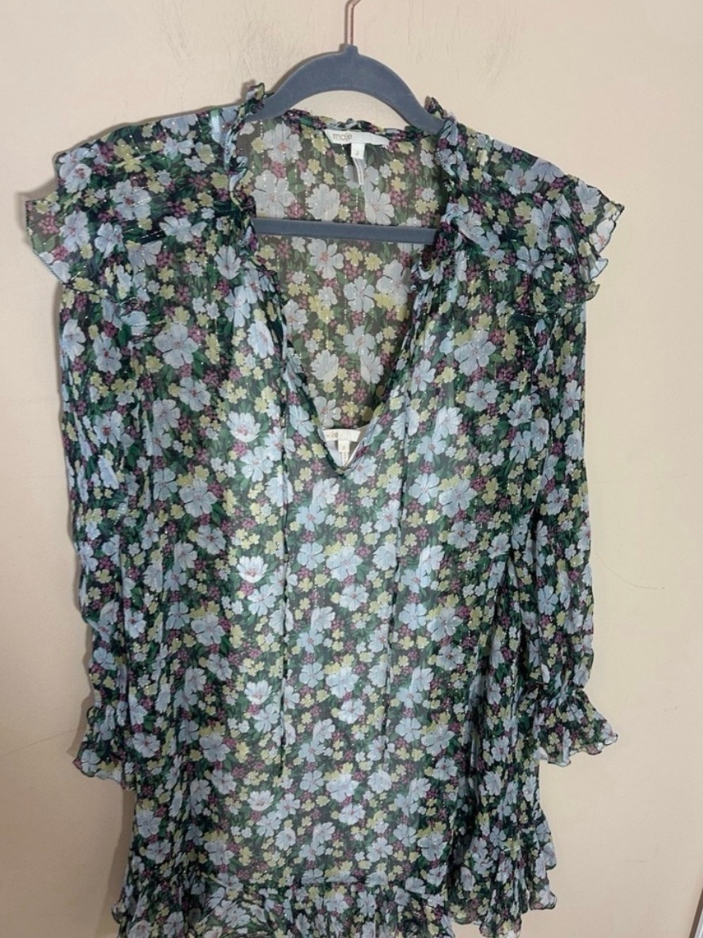 MAJE Rullina Floral Ruffle Dress - Picture 3 of 8